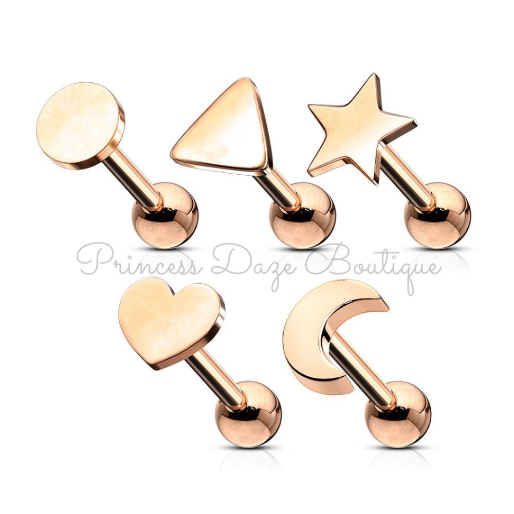 5 Rose Gold Cartilage/ Tragus Barbell Earring Studs